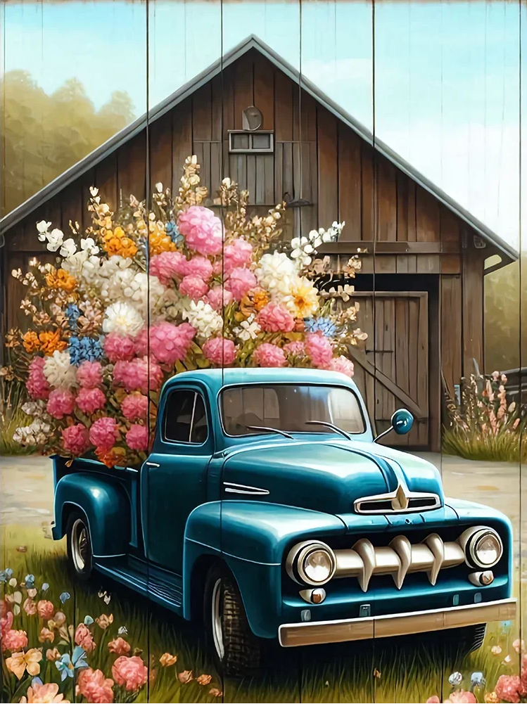 Paint by Numbers Kit Flowers Car