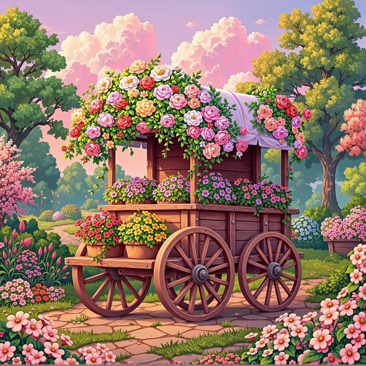 Paint by Numbers Kit Flower Car