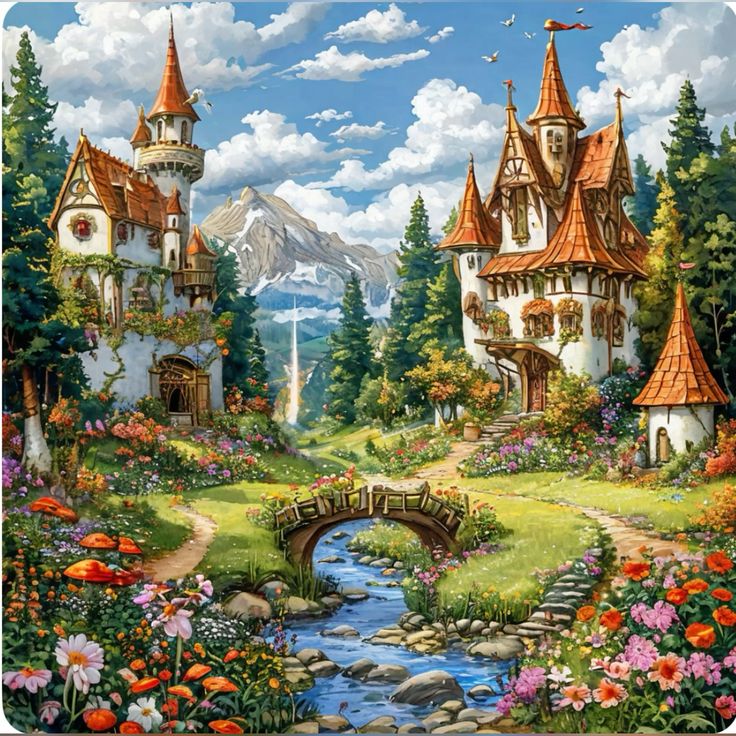 Paint by Numbers Kit Beautiful Town Scenery