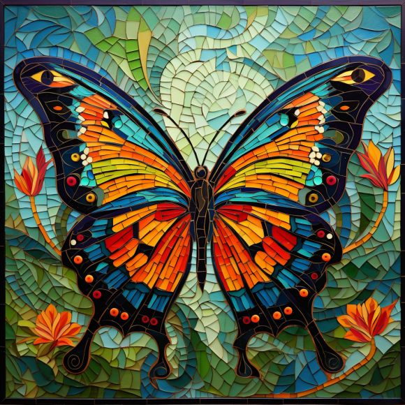 Paint by Numbers Kit Mosaic Style Butterfly