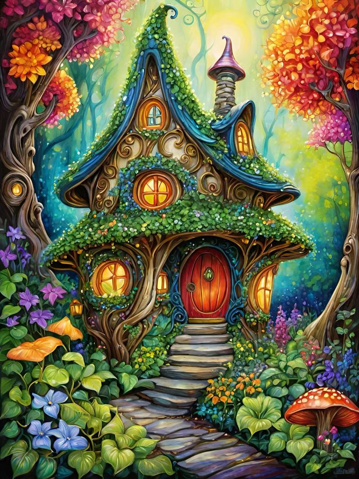 Paint by Numbers Kit House in the Forest