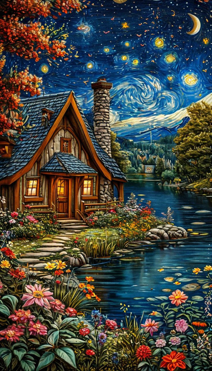 Paint by Numbers Kit Lakeside House