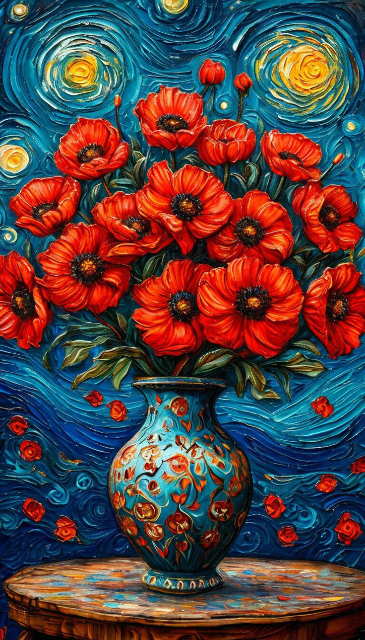 Paint by Numbers Kit Red Flowers