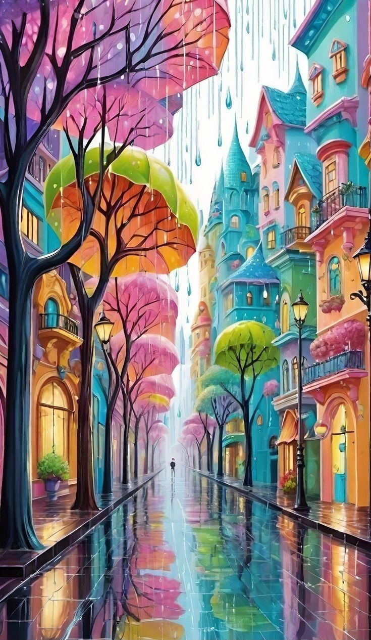 Paint by Numbers Kit Abstract Colorful Street Scene