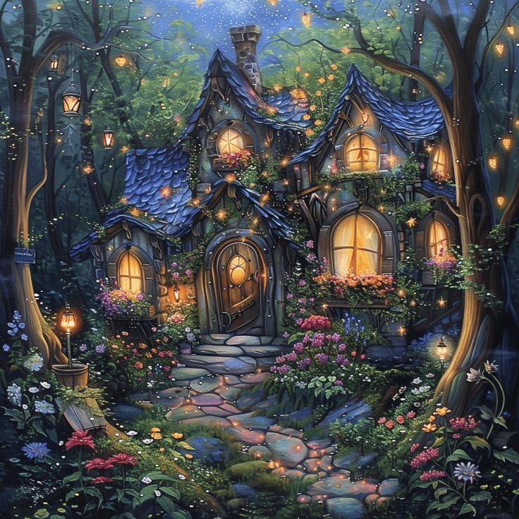 Paint by Numbers Kit House in the Forest