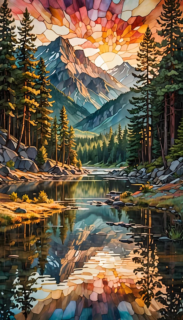 Paint by Numbers Kit Abstract Forest Landscape