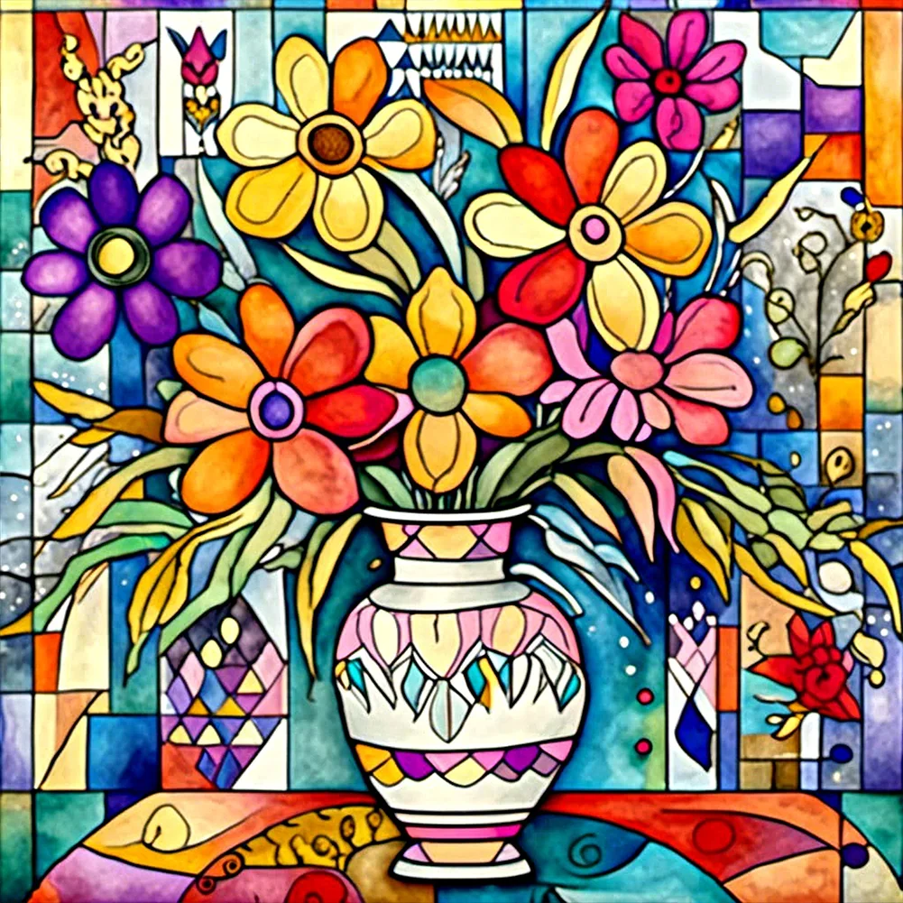 Paint by Numbers Kit Abstract Colored Flowers