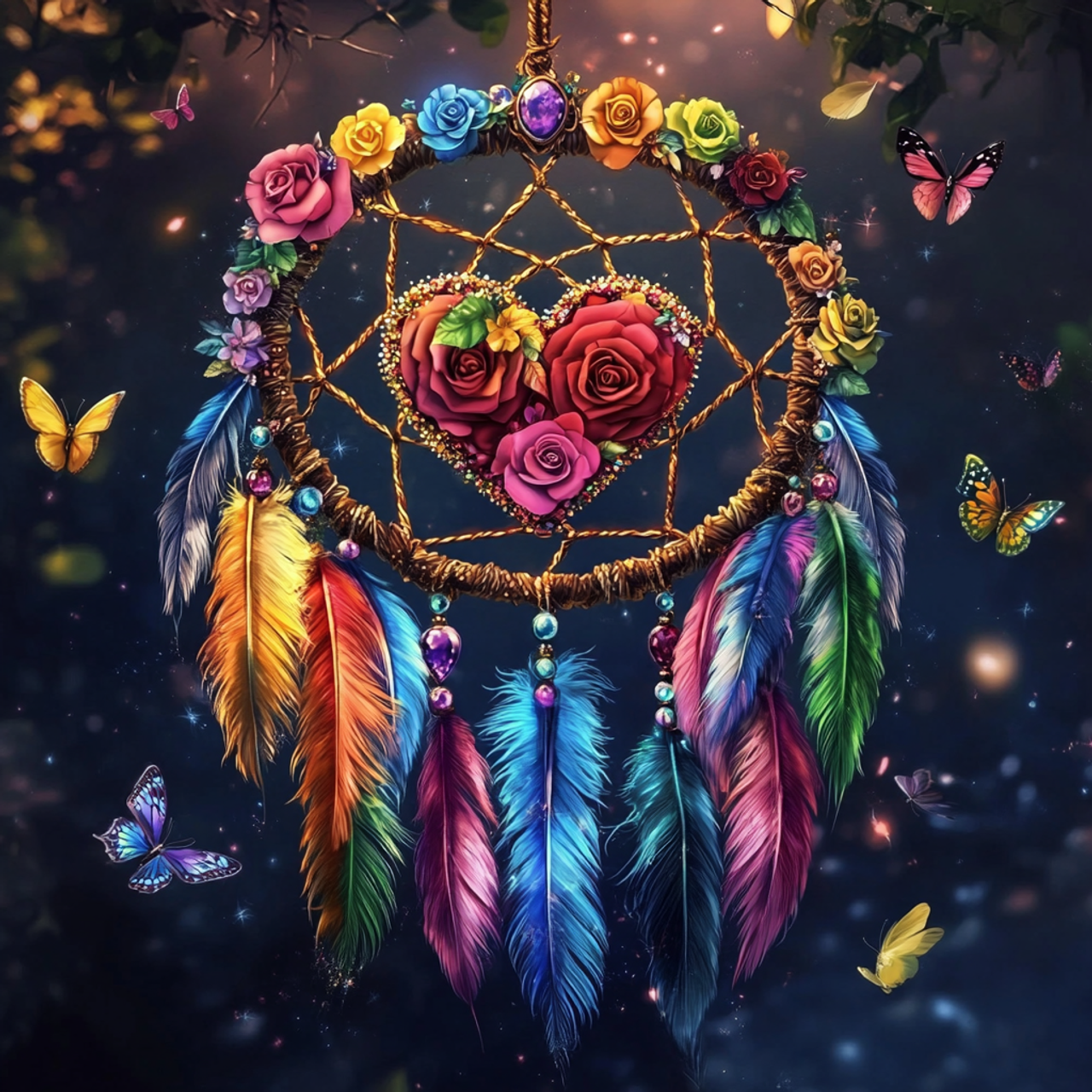 Paint by Numbers Kit Colorful Rose Dream Catcher