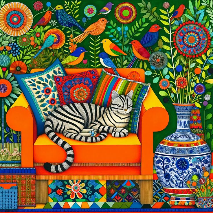 Paint by Numbers Kit Cat Sleeping On The Couch