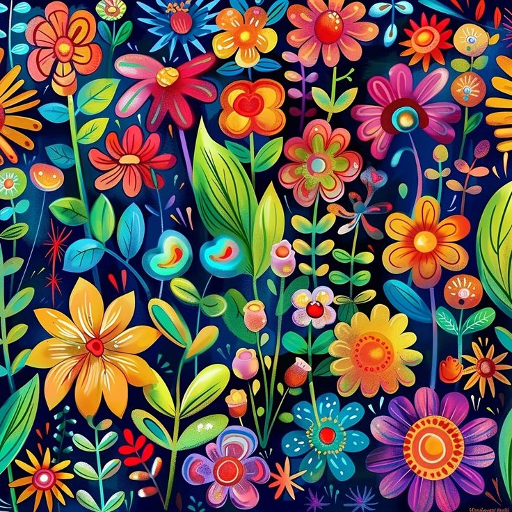 Paint by Numbers Kit Abstract Colored Flowers