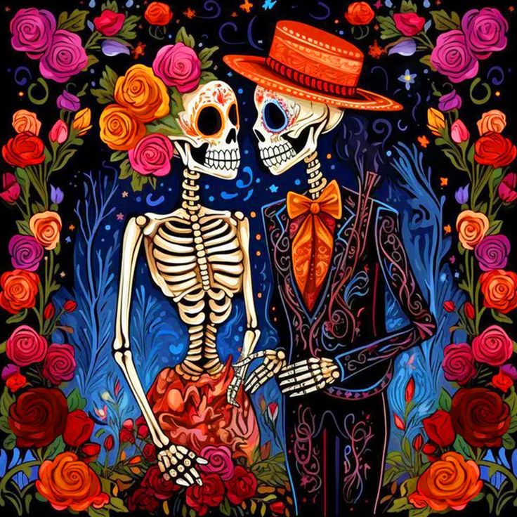 Paint by Numbers Kit Skeleton Couple