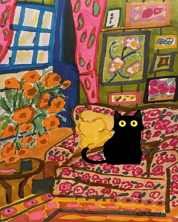 Paint by Numbers Kit Abstract Black Cat