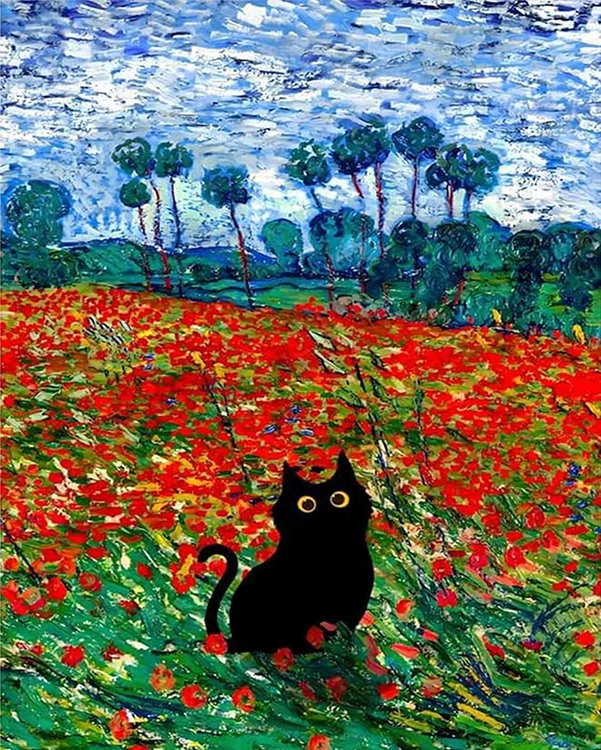 Paint by Numbers Kit Abstract Black Cat
