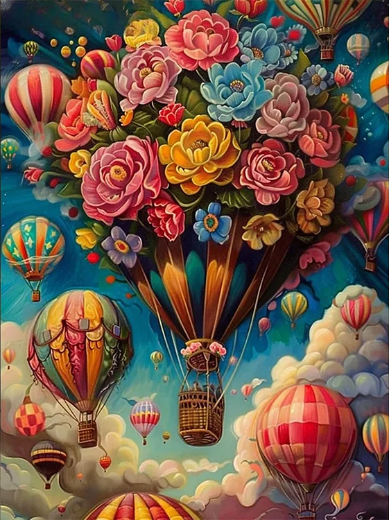 Paint by Numbers Kit Flowers Hot Air Balloons