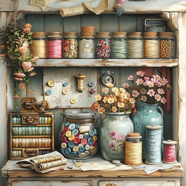 Paint by Numbers Kit Sewing Hobby Desk