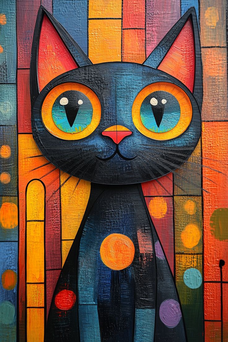 Paint by Numbers Kit Abstract Colorful Cat