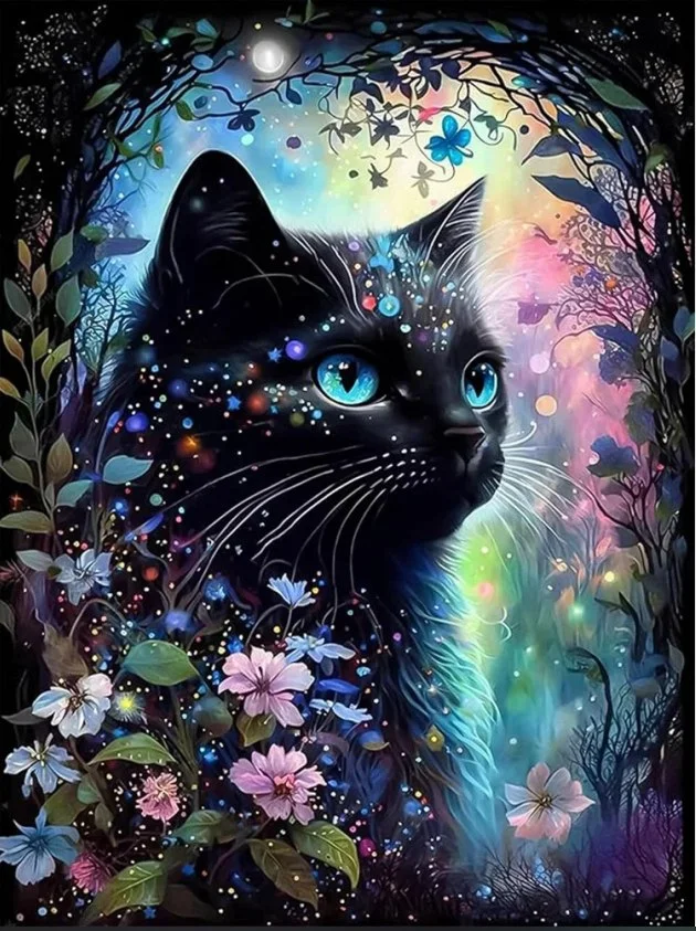 Paint by Numbers Kit Flowers And Cat