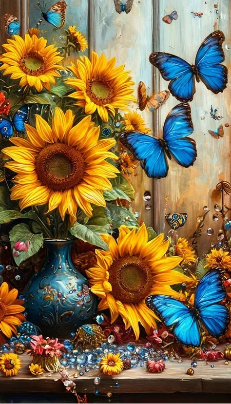 Paint by Numbers Kit Flowers And Butterflies