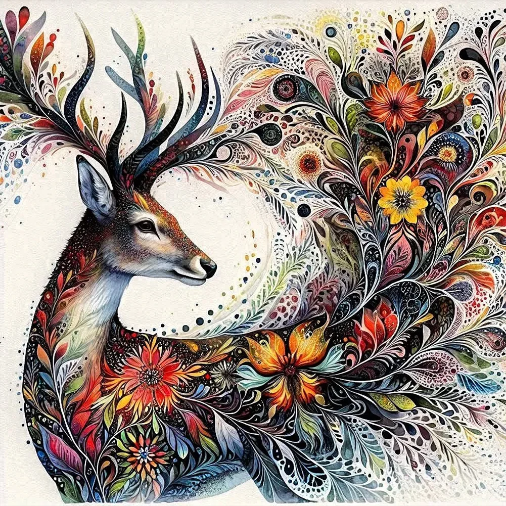 Paint by Numbers Kit Flower Deer