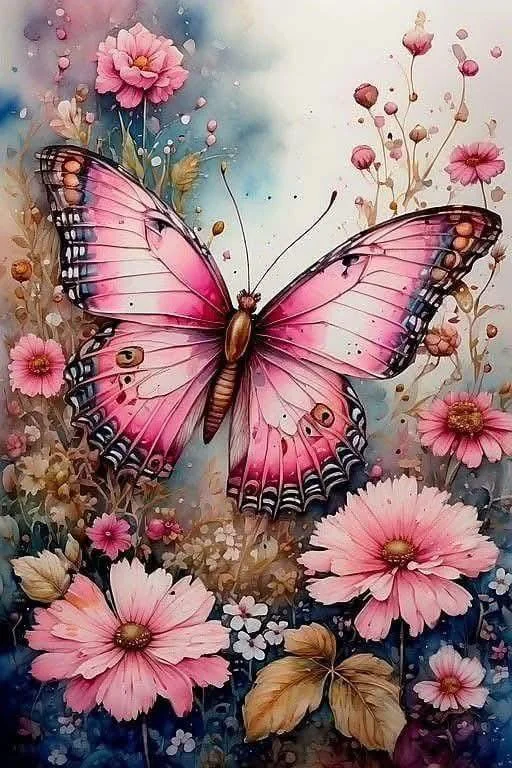 Paint by Numbers Kit Flowers And Butterflies