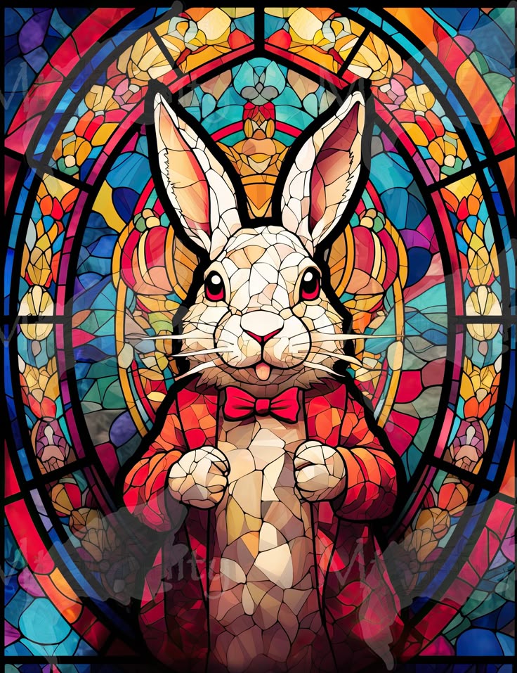 Paint by Numbers Kit Stained Glass Style Rabbit