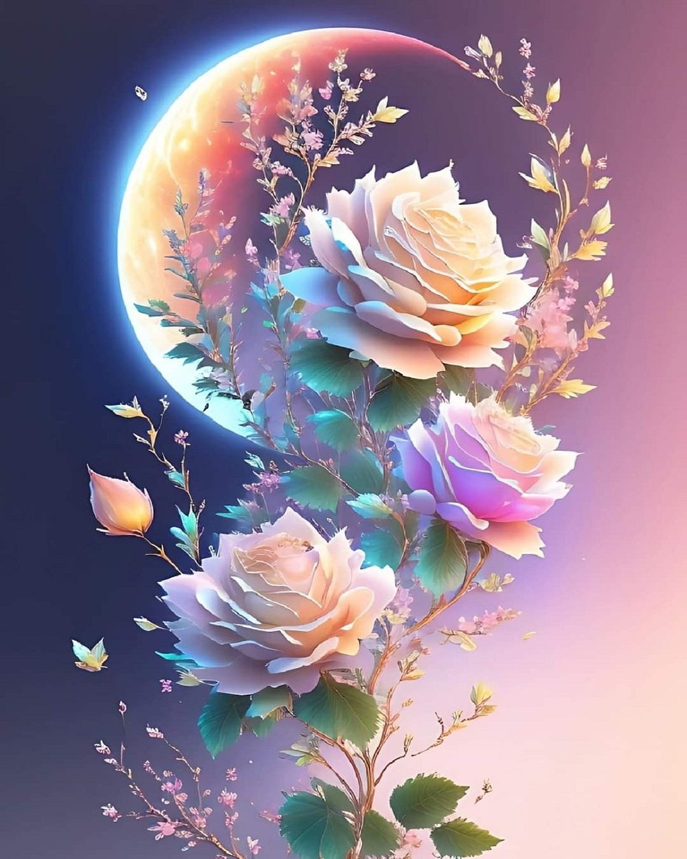 Paint by Numbers Kit Abstract Flower And Moon