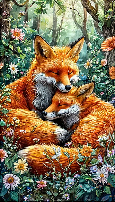 Paint by Numbers Kit Fox In The Flowers