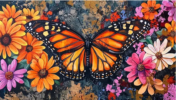 Paint by Numbers Kit Flowers and Butterflies