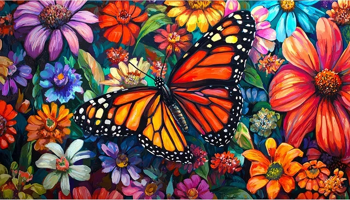 Paint by Numbers Kit Flowers and Butterflies