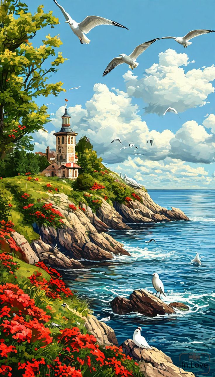 Paint by Numbers Kit Seaside Scenery
