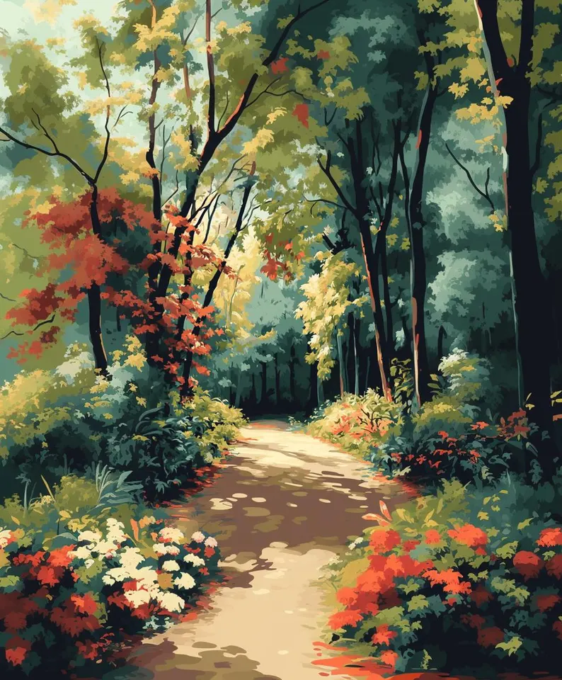 Paint by Numbers Kit Forest Scenery