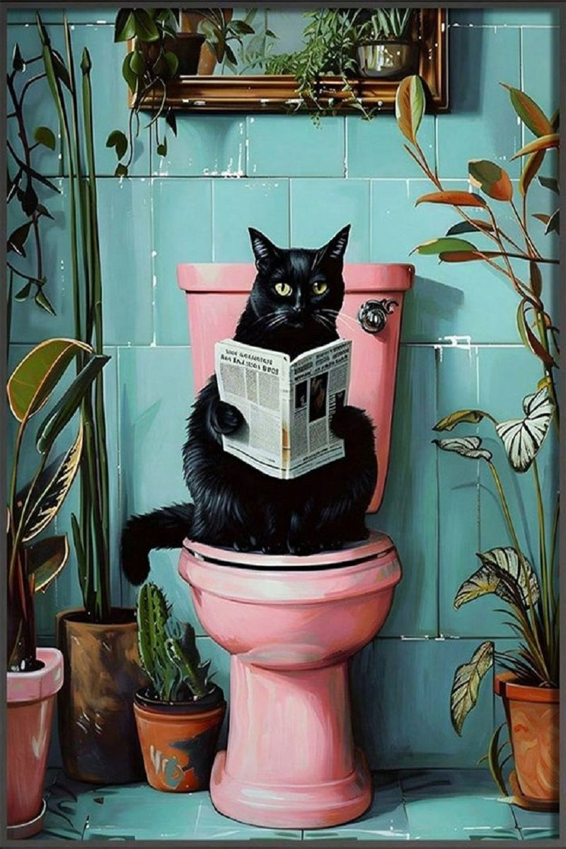 Paint by Numbers Kit Cat Reading On The Toilet