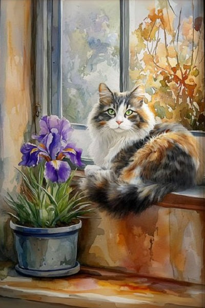 Paint by Numbers Kit Cat On The Windowsill