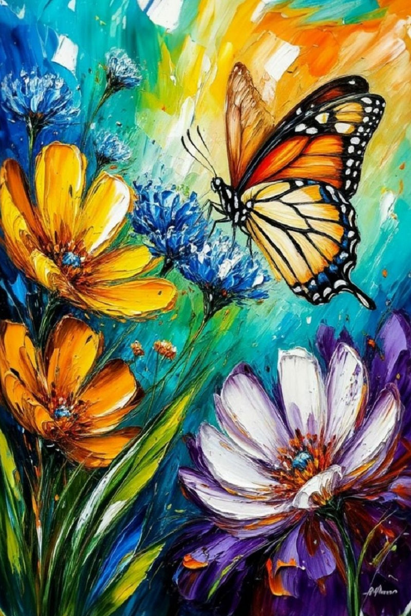 Paint by Numbers Kit Flowers and Butterflies