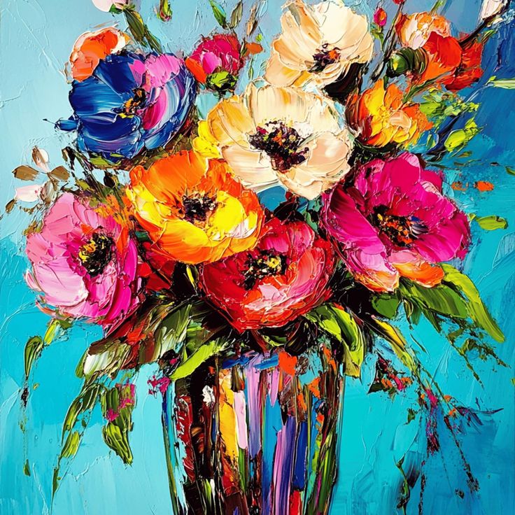 Paint by Numbers Kit Abstract Colored Flowers