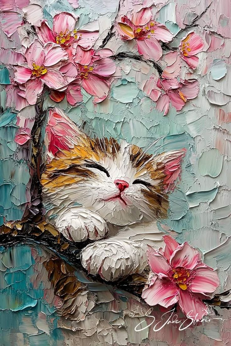 Paint by Numbers Kit Flowers and Kitten