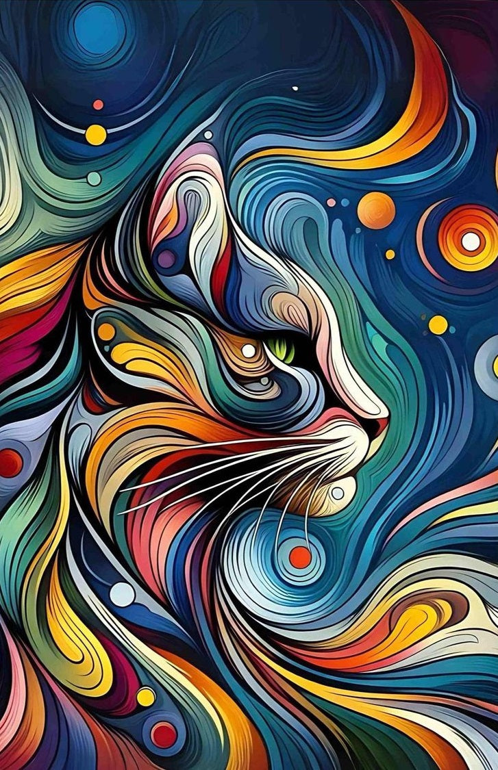 Paint by Numbers Kit Abstract Colorful Cat