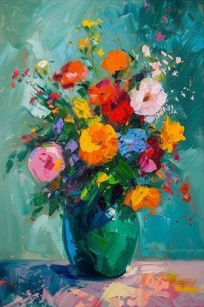 Paint by Numbers Kit Colored Flowers