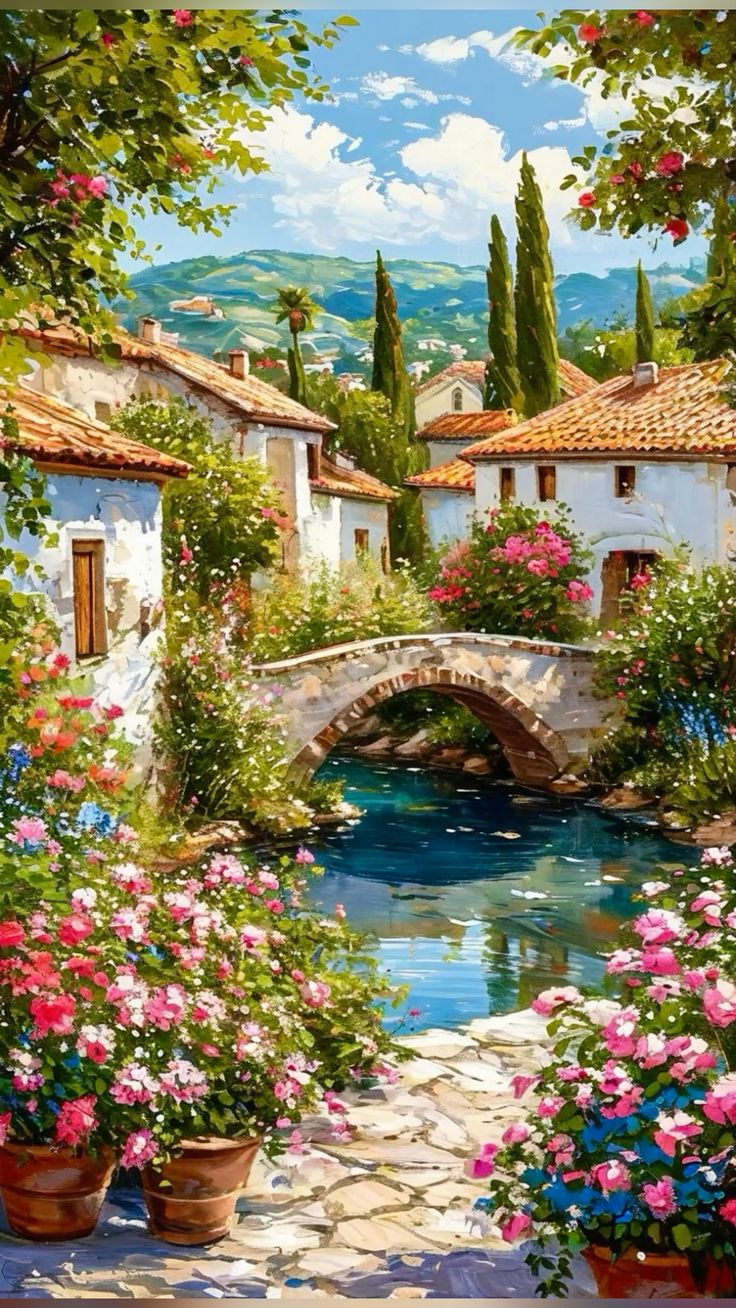 Paint by Numbers Kit Beautiful Town Scenery