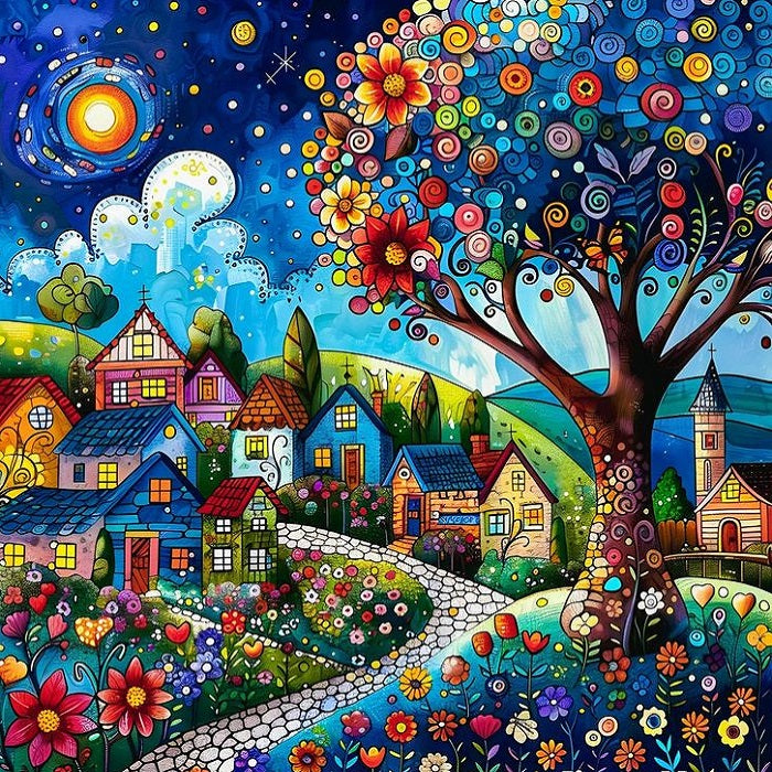 Paint by Numbers Kit Abstract Town Scenery