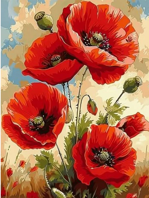 Paint by Numbers Kits Red Flowers