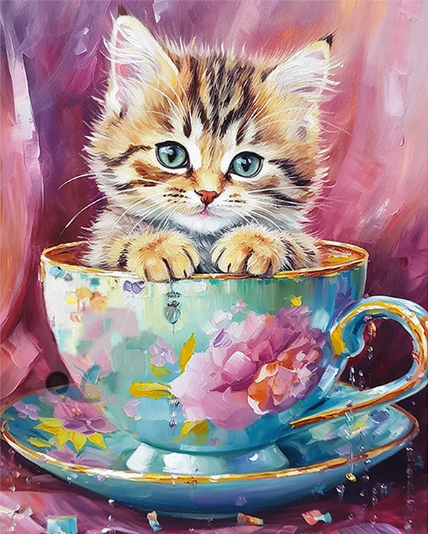 Paint by Numbers Kits Kitten In Coffee Cup