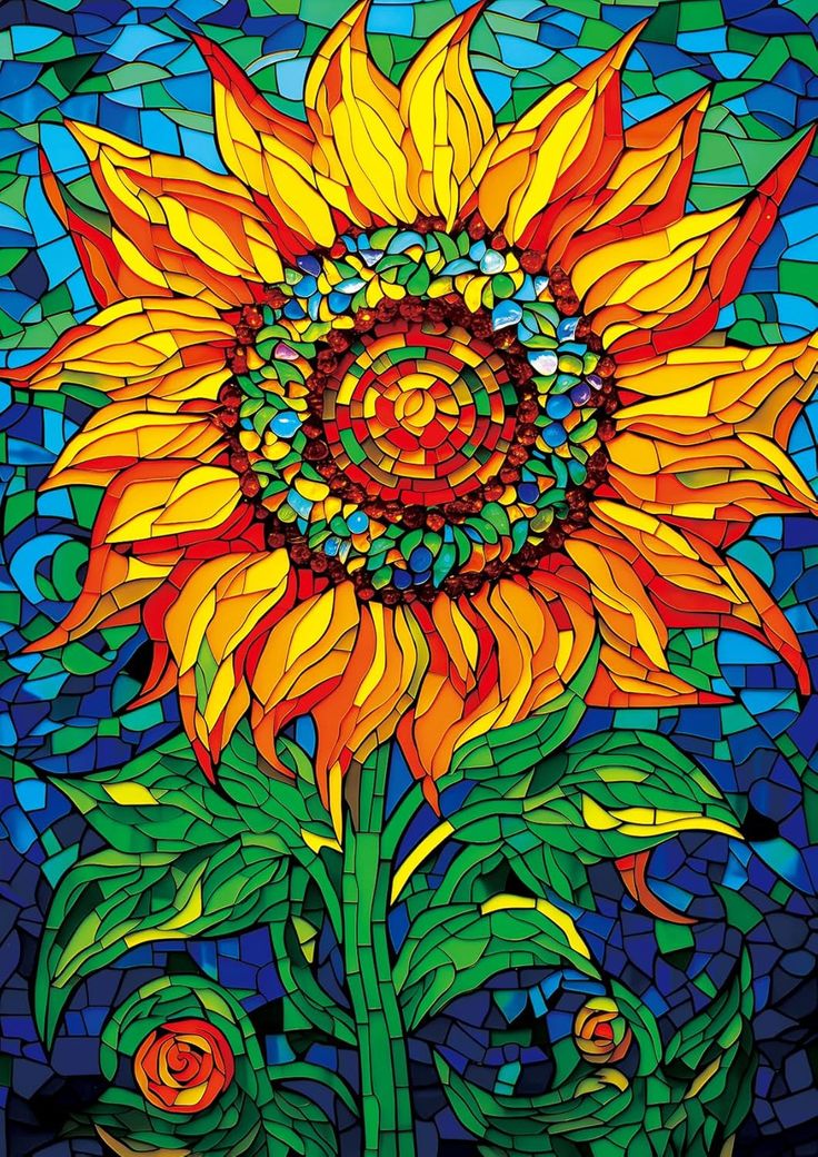 Paint by Numbers Kits Stained Glass Style Sunflowers