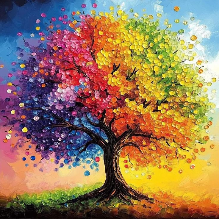 Paint by Numbers Kit Colored Tree