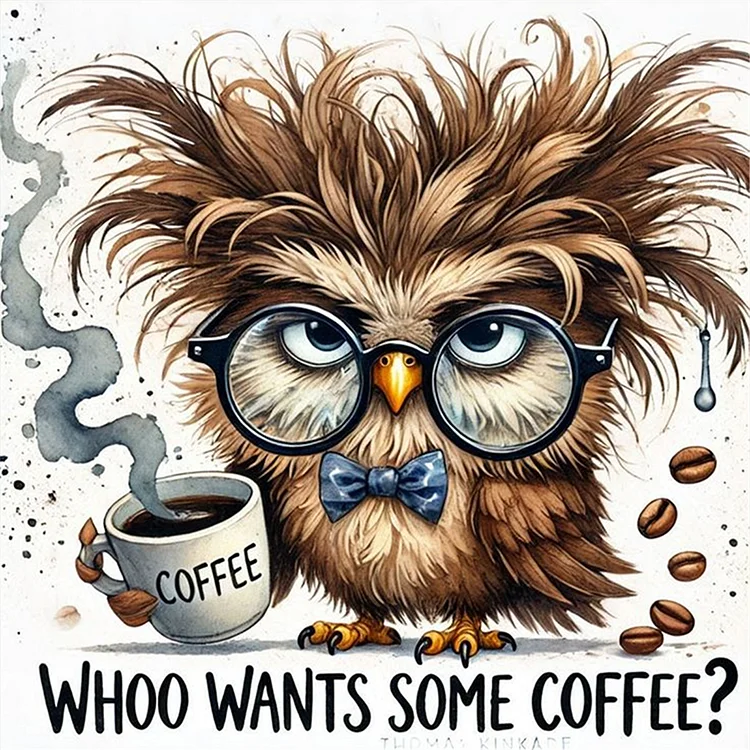 Paint by Numbers Kit Owl Drinking Coffee