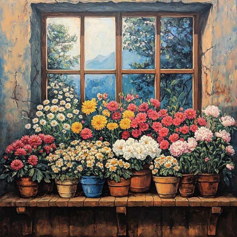 Paint by Numbers Kit Flowers On The Windowsill
