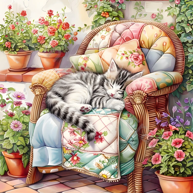 Paint by Numbers Kit Kitten Sleeping On The Sofa