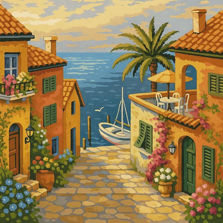 Paint by Numbers Kit Seaside House