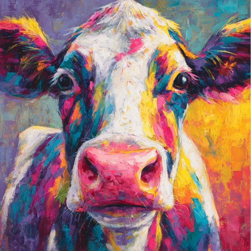 Paint by Numbers Kit Abstract Coloured Cow