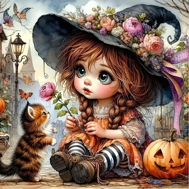 Paint by Numbers Kit The Girl And The Kitten